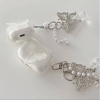Kelebekli Simli 1/2 Nesil Uyumlu Airpods K�l�f