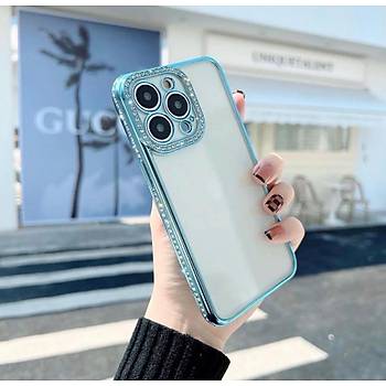 Iphone 13 Pro Max Uyumlu �effaf Elmas Ta�l� Kamera Korumal� K�l�f 