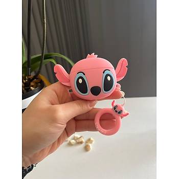 Airpods 3.Nesil Uyumlu Sevimli Silikon Pembe Stitch Koruyucu K�l�f