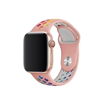 Apple Watch 42-44 Mm Uyumlu Delikli Renkli Silikon Kordon