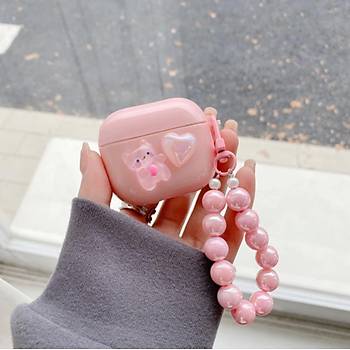 Sevimli Kedili Kalpli Pembe Airpods K�l�f