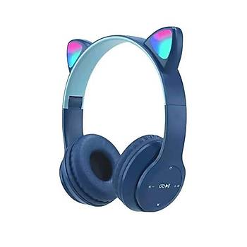 P47M Kedi Kulak Kablosuz Kulak �st� Bluetooth Kulakl�k