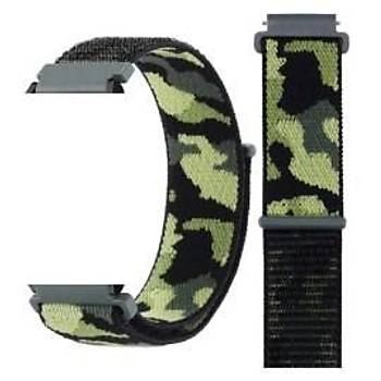 Samsung Active 2 40mm 44mm Huawei Gt2 42mm Uyumlu Kuma� C�rtl� Kamuflaj Kordon Kay�� (20mm)