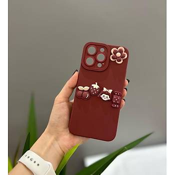 Iphone Uyumlu Sevimli Ay�c�kl� K�l�f Bordo