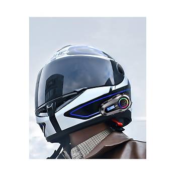 Motorsiklet Kask Interkom Kulakl�k RGB I��k LCD Ekranl� FM Radyo Bluetooth 5.3 �ift Telefon Ba�lant�