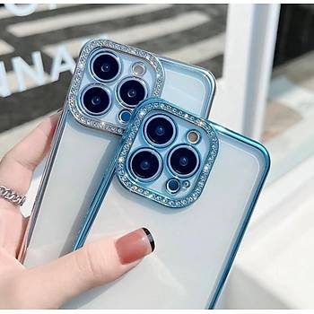 Iphone 13 Pro Max Uyumlu �effaf Elmas Ta�l� Kamera Korumal� K�l�f 