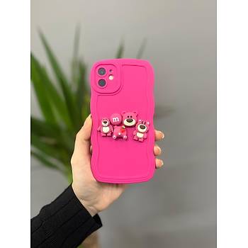 Iphone 14 Pro Max Uyumlu Sevimli Ay�c�kl� Silikon Pembe K�l�f
