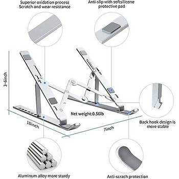 Mi7a Metal Notebook Laptop Tablet Tutucu Stand Y�kseltici Ayarlanabilir Katalan�r