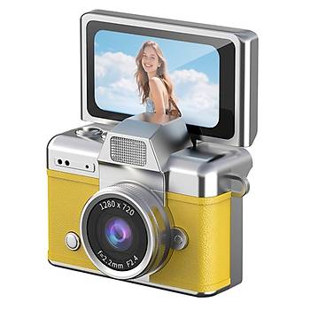 Mini Retro Vlog Kamera D�nebilir Ekranl� Dijital Foto�raf Makinesi Fla�l�