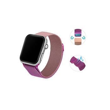 Apple Watch 7 45mm M�knat�sl� Metal Tel �rg� I�lemeli Kordon Uyumlu