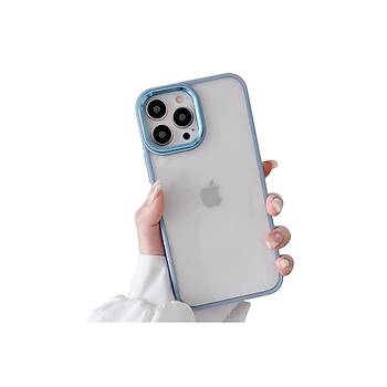 Iphone Uyumlu Kamera ve Kenarlar� Renkli �effaf K�l�f Bebe Mavisi
