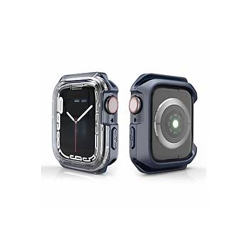 Apple Watch Seri 7 45mm Uyumlu Kasa Koruyucu 360 Tam Koruma Silikon K�l�f