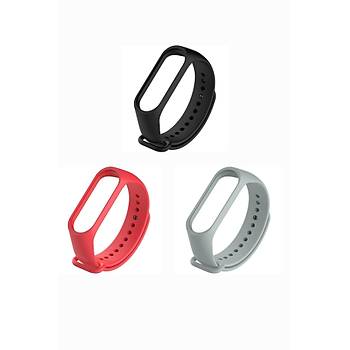 Xiaomi Mi Band 3-4 Silikon Kordon 3'l� Set K�rm�z� Turuncu Sar�