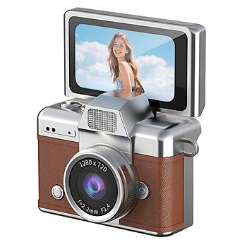 Mini Retro Vlog Kamera D�nebilir Ekranl� Dijital Foto�raf Makinesi Fla�l�