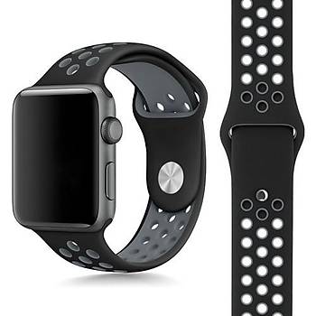 Mi7a Apple Watch Uyumlu Seri 7 6 5 4 3 2 Se 42MM / 44MM / 45MM Delikli Spor Silikon Kordon