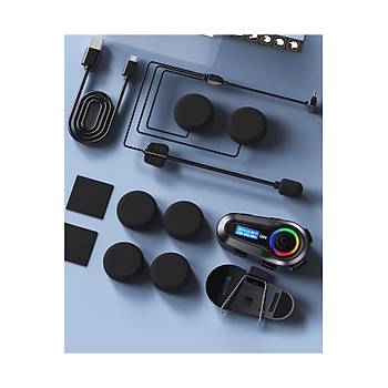 Motorsiklet Kask Interkom Kulakl�k RGB I��k LCD Ekranl� FM Radyo Bluetooth 5.3 �ift Telefon Ba�lant�