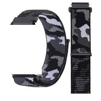 Samsung Active 2 40mm 44mm Huawei Gt2 42mm Uyumlu Kuma� C�rtl� Kamuflaj Kordon Kay�� (20mm)