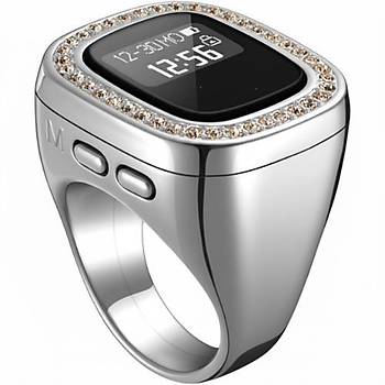 Elektronik Tesbih Y�z�k 22 Mm Zirkon Ta� Detayl� Zikirmatik