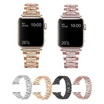 Apple Watch 1 2 3 4 5 6 Se 38/40 mm Uyumlu Paslanmaz �elik Ta�l� Kordon Kay��
