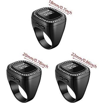 Elektronik Tesbih Y�z�k 22 Mm Zirkon Ta� Detayl� Zikirmatik