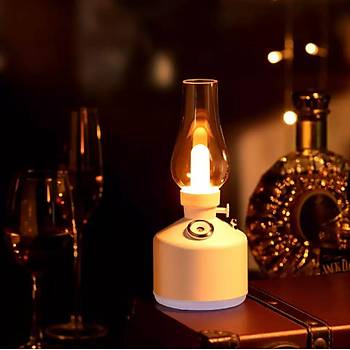 Dekoratif Vintage Lamba �arj Edilebilir Hava Nemlendirici Buhar Makinesi 300ml Aroma Dif�z�r