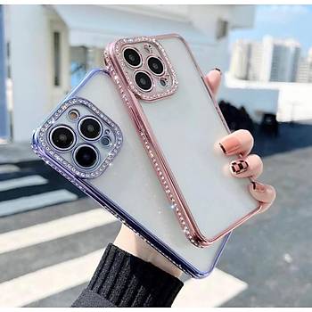 Iphone 13 Pro Max Uyumlu �effaf Elmas Ta�l� Kamera Korumal� K�l�f 