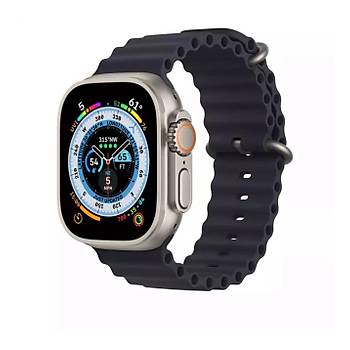Apple Watch Ultra 49mm Uyumlu Ocean Kordon Silikon Kay�� Okyanus Kordon (Gece Mavisi)
