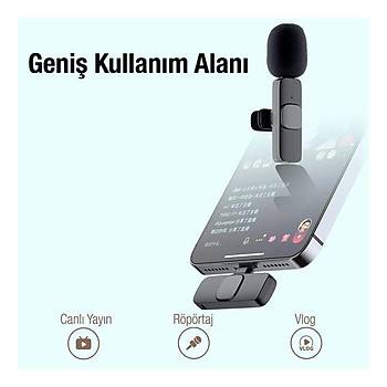 Type C Uyumlu Kablosuz Yaka Mikrofonu 2'Li Mini Youtube Tiktok Canl� Yay�n Kay�t Mikrofonu