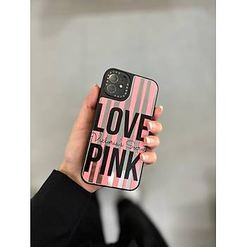Love Pink Desenli Aynal� Telefon K�l�f�