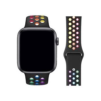 Apple Watch Silikon Delikli Kordon Iwatch Uyumlu Kay�� Seri 1 | 2 | 3 | 4 | 5 | 6 Seri 38 & 40mm