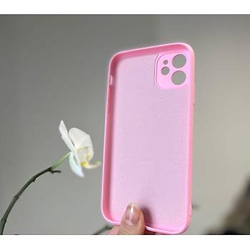 Iphone 11 Uyumlu Kamera Lens Korumal� ��i Kadife Lansman Silikon K�l�f Pembe