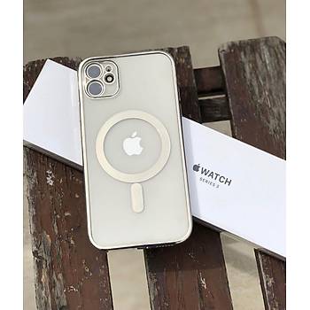 Iphone Uyumlu Kamera Korumal� Renkli Magsafe K�l�f Gri