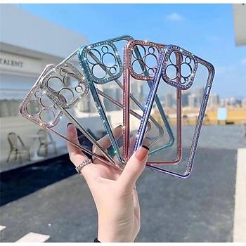 Iphone 13 Pro Max Uyumlu �effaf Elmas Ta�l� Kamera Korumal� K�l�f 