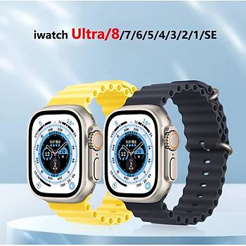 Apple Watch Kordon 3 4 5 6 7 8 SE Ultra Serisi 42 Mm/44 Mm/45Mm/46MM/ 49Mm Uyumlu Ocean Silikon Spor Kay��