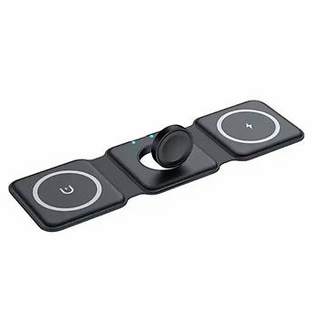 3 �n 1 MagSafe Wireless Charger Katlanabilir Kablosuz �arj �stasyonu 