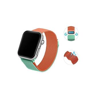 Apple Watch 7 45mm M�knat�sl� Metal Tel �rg� I�lemeli Kordon Uyumlu