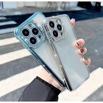 Iphone 13 Pro Max Uyumlu �effaf Elmas Ta�l� Kamera Korumal� K�l�f 
