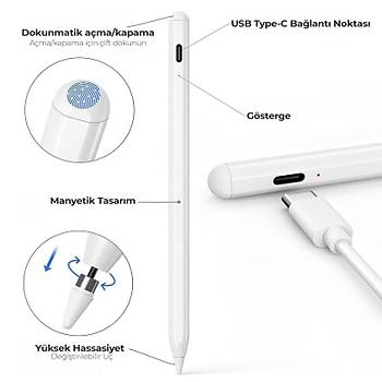 T�m Tabletlere Uyumlu Universal Yaz� Kalemi (Apple iPad ve iPad Pro Uyumlu)