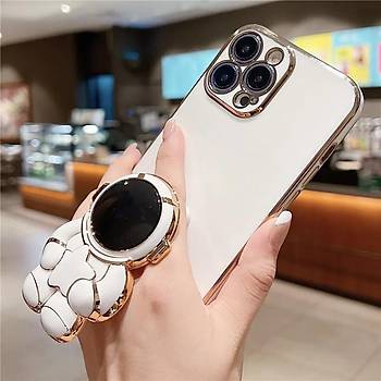 Iphone Uyumlu Astronot Standl� Kamera Korumal� K�l�f Beyaz