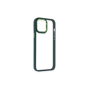 Iphone Uyumlu Kamera ve Kenarlar� Renkli �effaf K�l�f Ye�il
