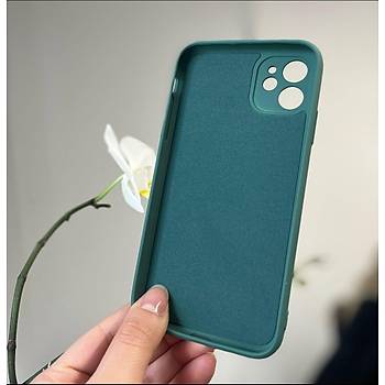 Iphone 11 Uyumlu Kamera Lens Korumal� ��i Kadife Lansman Silikon K�l�f Haki