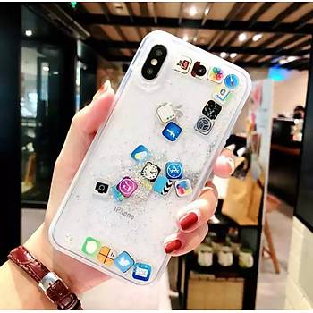 Iphone Uyumlu Sosyal Medya Logolu Simli Sulu K�l�f