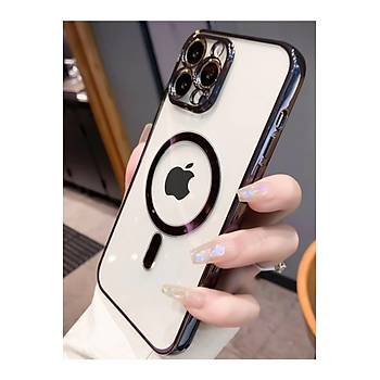 Iphone Uyumlu Kamera Korumal� Renkli Magsafe K�l�f Siyah