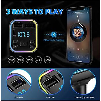 Bluetooth Kablosuz Ara� Kiti (7 Renk RGB Led I��kl�)