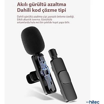 Type C Uyumlu Kablosuz Yaka Mikrofonu 2'Li Mini Youtube Tiktok Canl� Yay�n Kay�t Mikrofonu