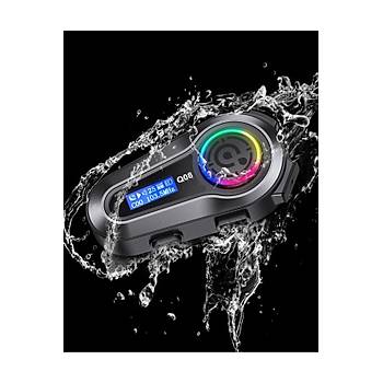 Motorsiklet Kask Interkom Kulakl�k RGB I��k LCD Ekranl� FM Radyo Bluetooth 5.3 �ift Telefon Ba�lant�