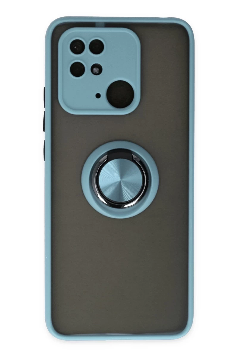 Xiaomi Redmi 10C Uyumlu Kılıf Montreal Yüzüklü Silikon Kapak - Buz Mavi