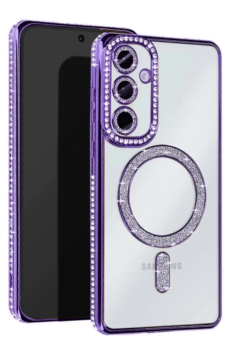 Samsung Galaxy S25 Uyumlu Edge Joke Simli Magneticsafe Kılıf - Derin Mor