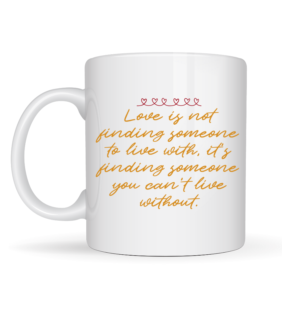 Aşk Dolu Mesajlı Porselen Kupa Model 39 – “Love Is Not Finding Someone…” Yazılı Romantik Kahve Kupası Sevgiliye Özel Hediye