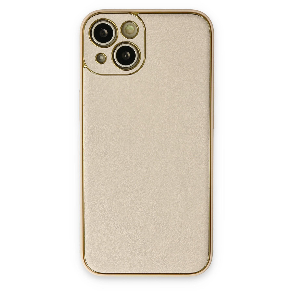 iPhone 14 Plus Kılıf Coco Deri Silikon Kapak - Gold